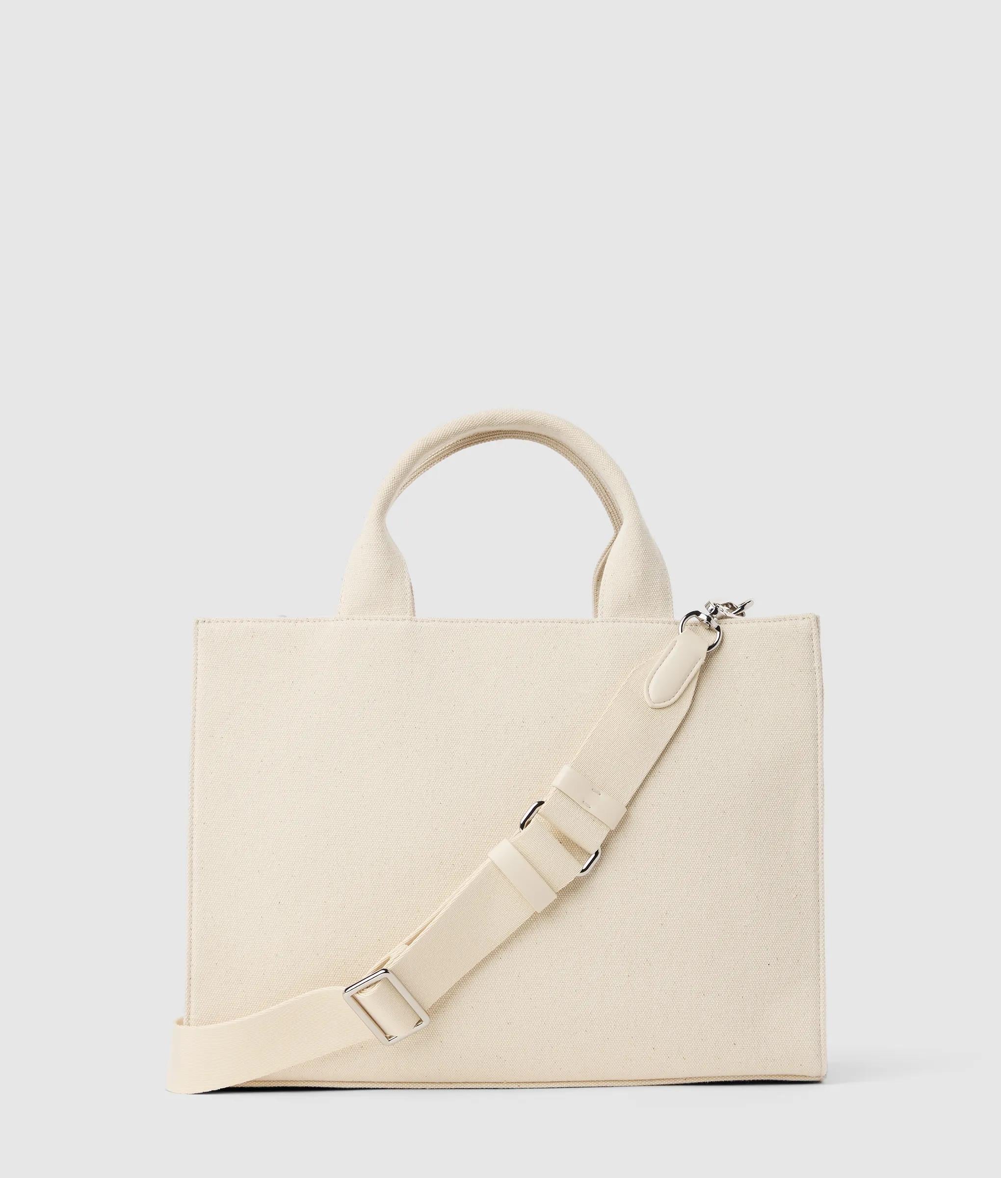 Karl Lagerfeld - Sac En Toile De Moyenne Avec Écusson Carré Rue St-guillaume, Femme, Naturel, : One