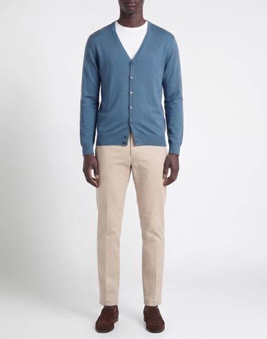 Man Cardigan Slate blue Size S Cotton