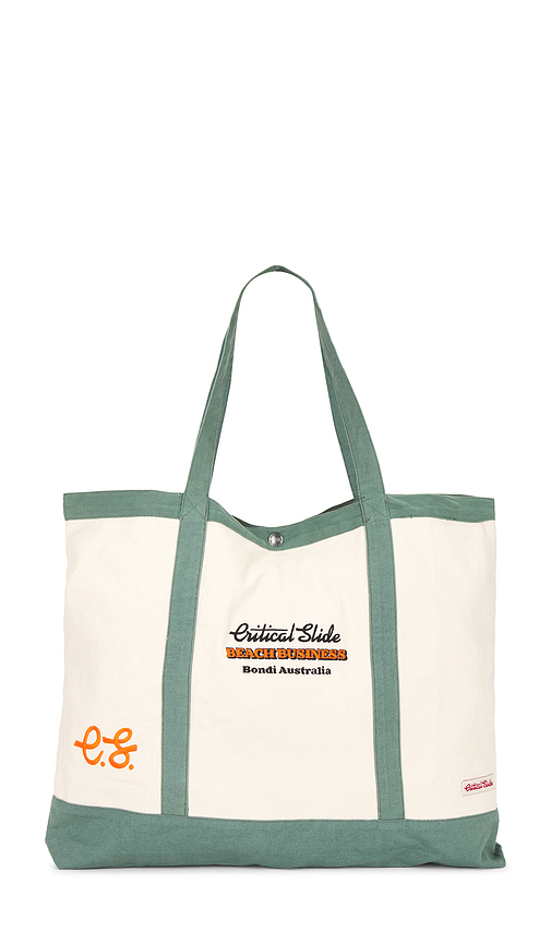 Critical Slide Business Beach Bag in Olive. a