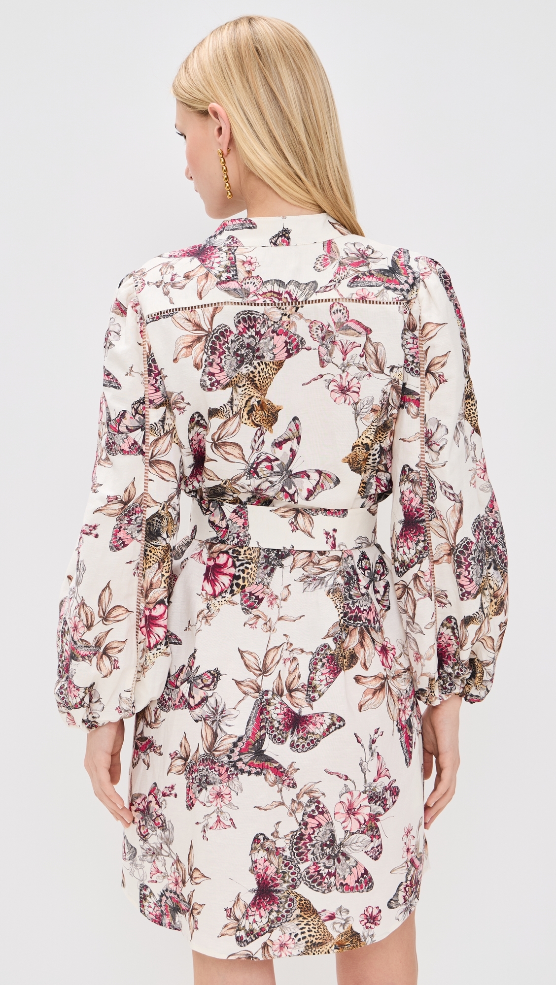 Butterfly Jungle Shirt Dress White Multi Butterfly