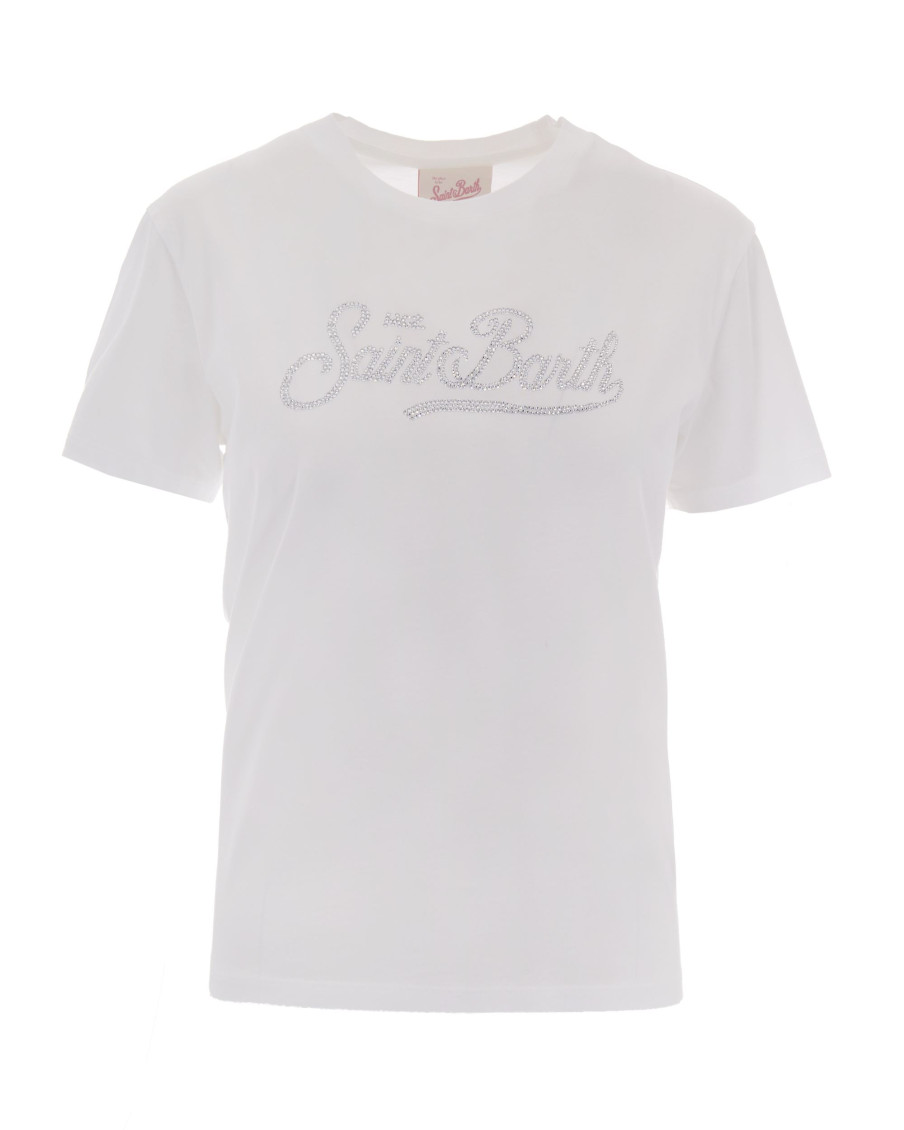 White Embellished Crew Neck T-Shirt