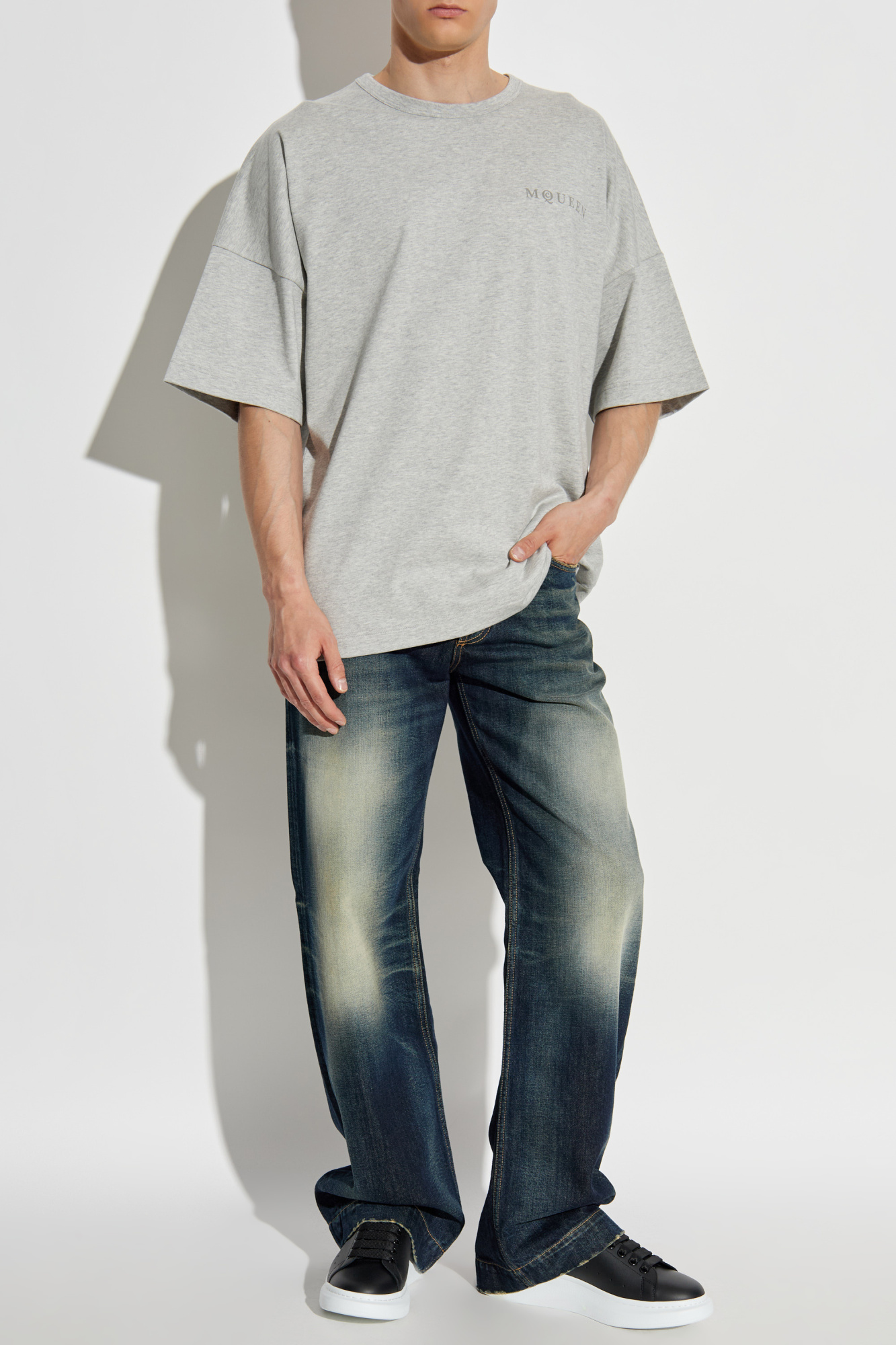 Jeans With A `vintage` Effect, Men's, Navy Blue