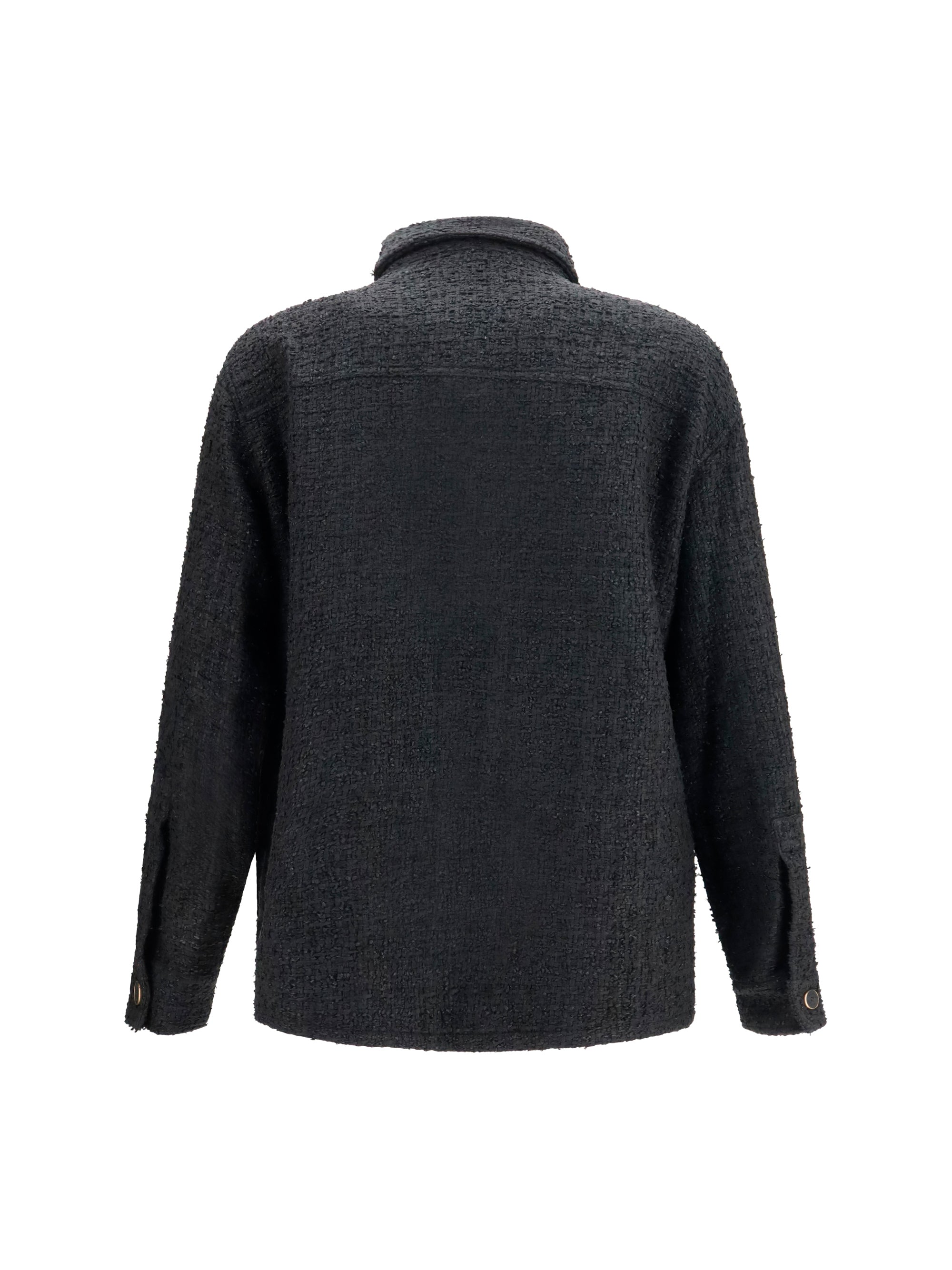 Tweed Buttoned Jacket — Black