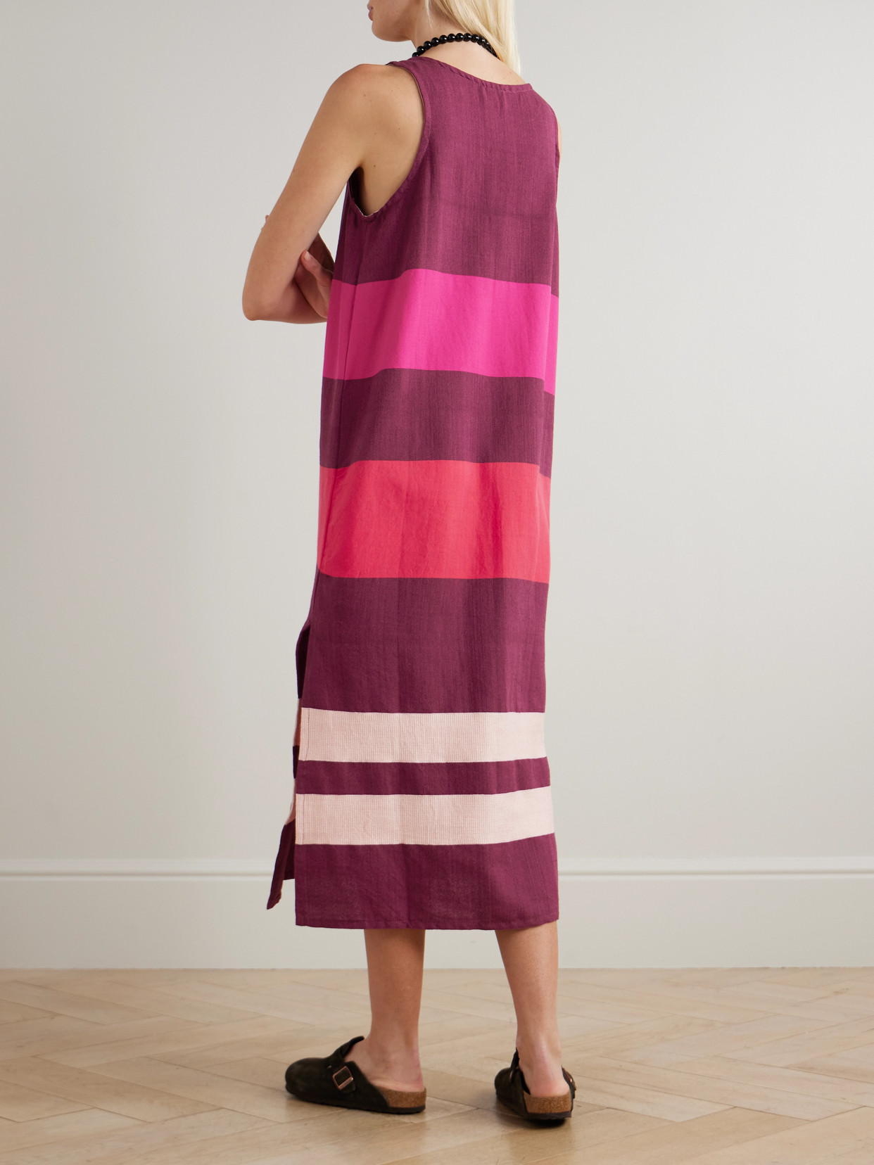 Lilian Striped Cotton Midi Dress - Pink