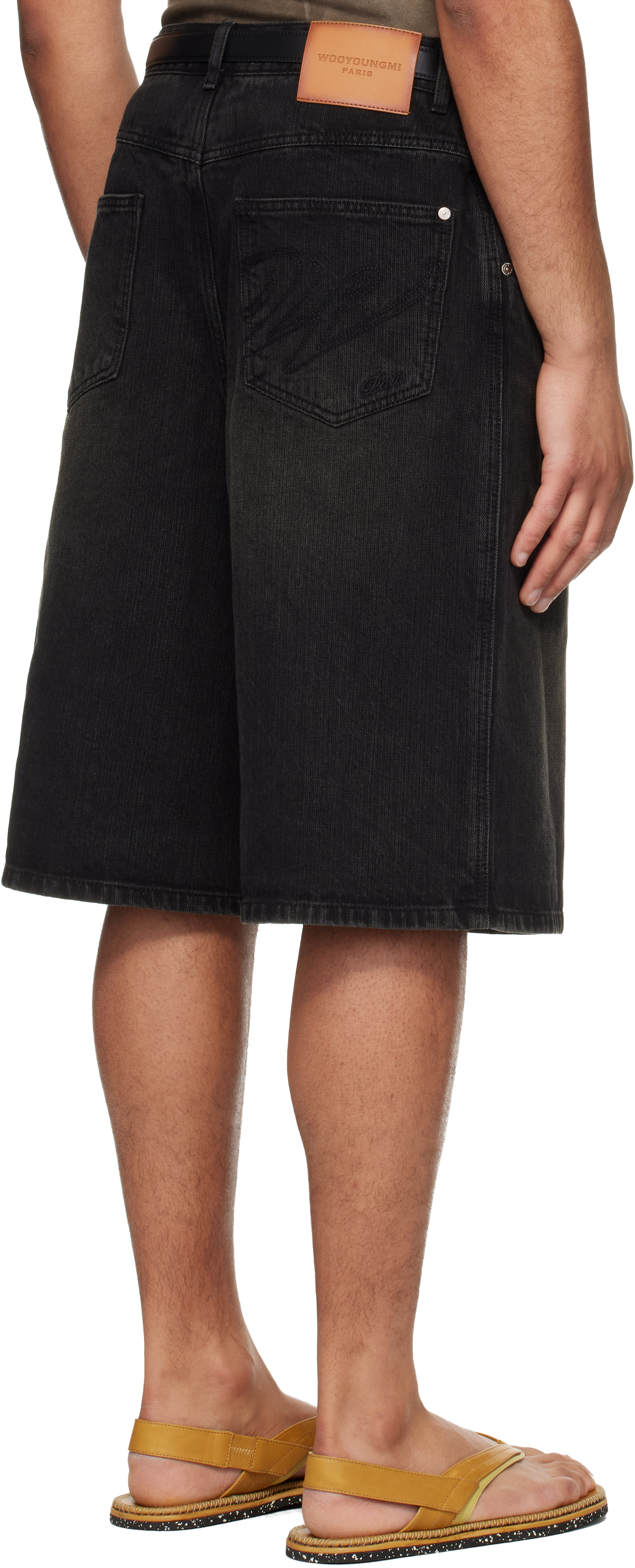 Black Belted Denim Shorts