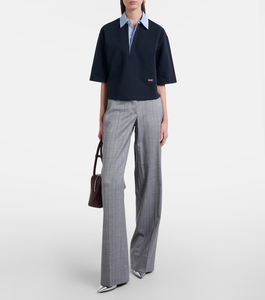 Cropped cotton piqué polo shirt