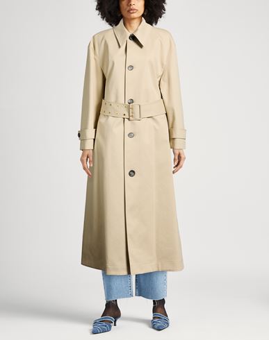 Woman Overcoat & Trench Coat Beige Size L Cotton