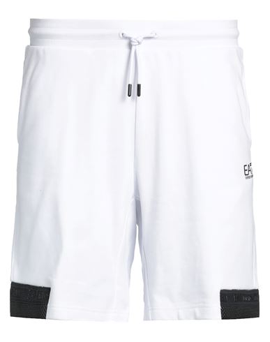 Ea7 Man Shorts & Bermuda Shorts White Size L Cotton, Polyester, Elastane, Polyamide