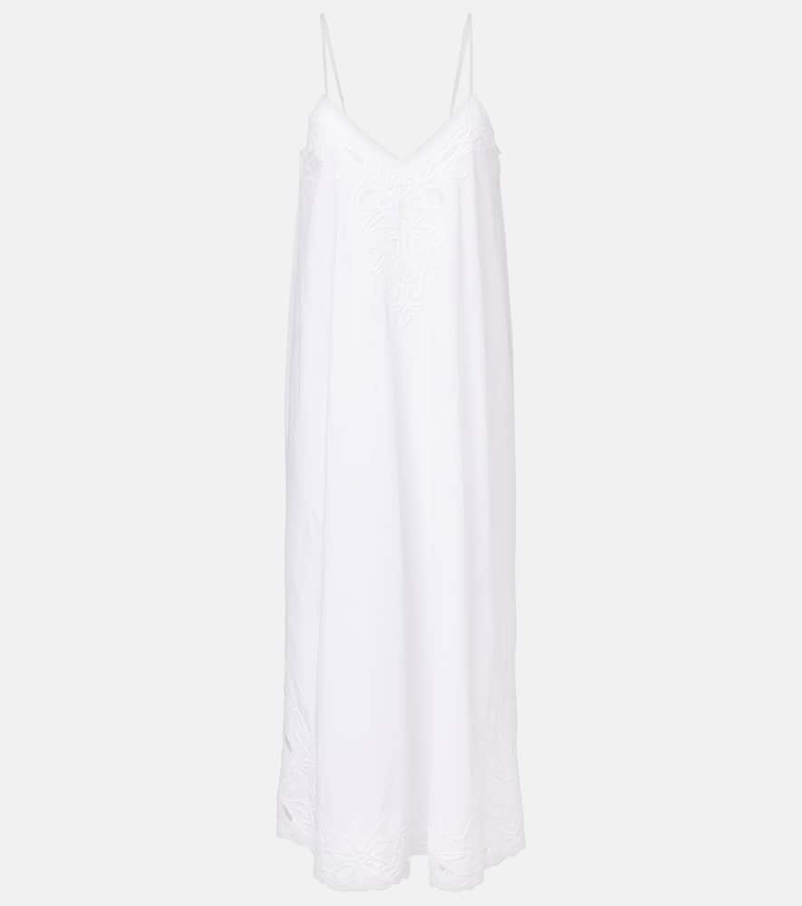 Embroidered cotton poplin midi dress