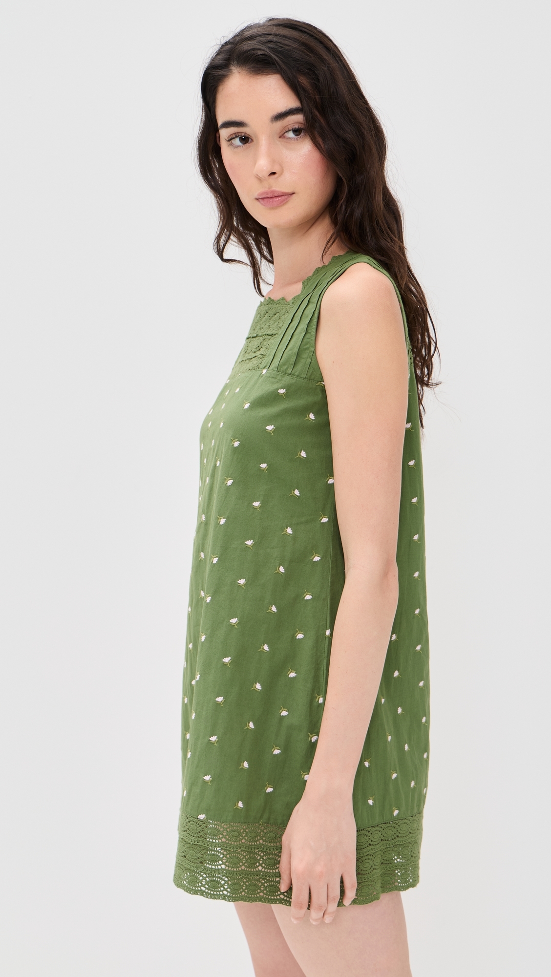 Daisy Dress Solid Green w/ Pink Floral