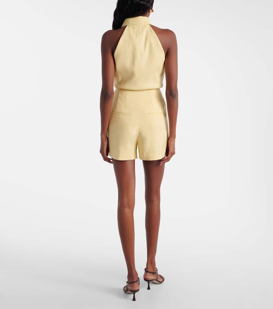 Brit high-rise linen-blend shorts