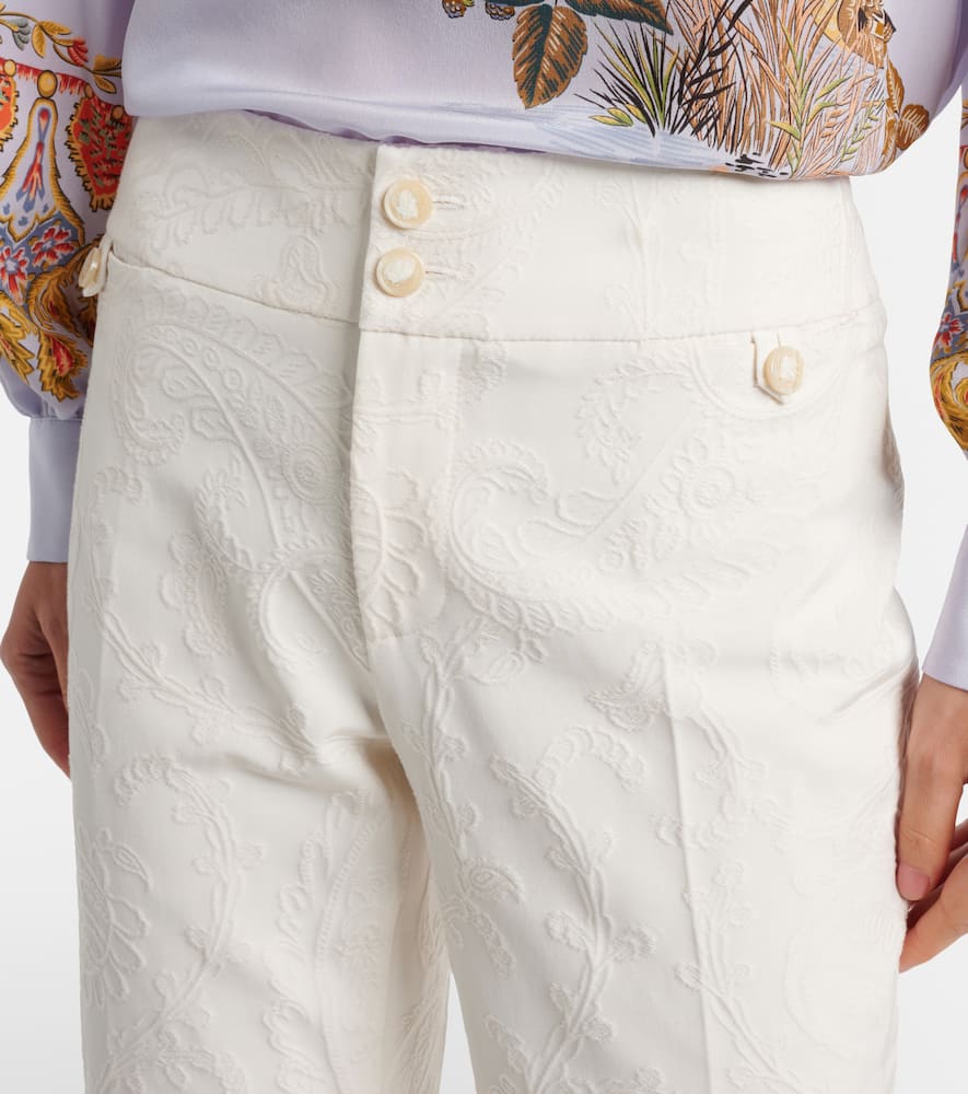 Paisley jacquard cropped flared jeans