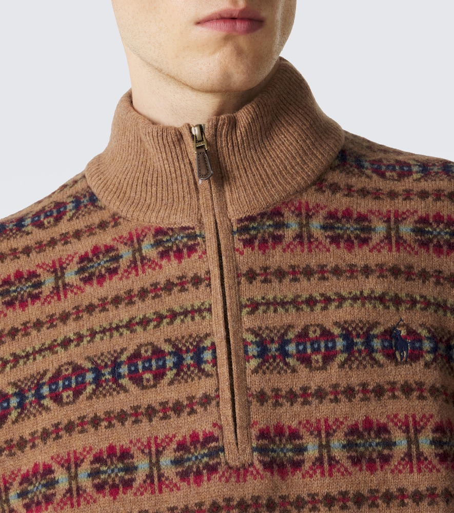 Fair Isle wool half-zip sweater