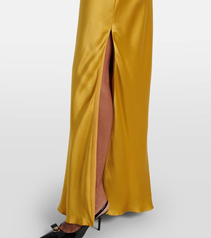 Safety Pin embellished silk satin gown