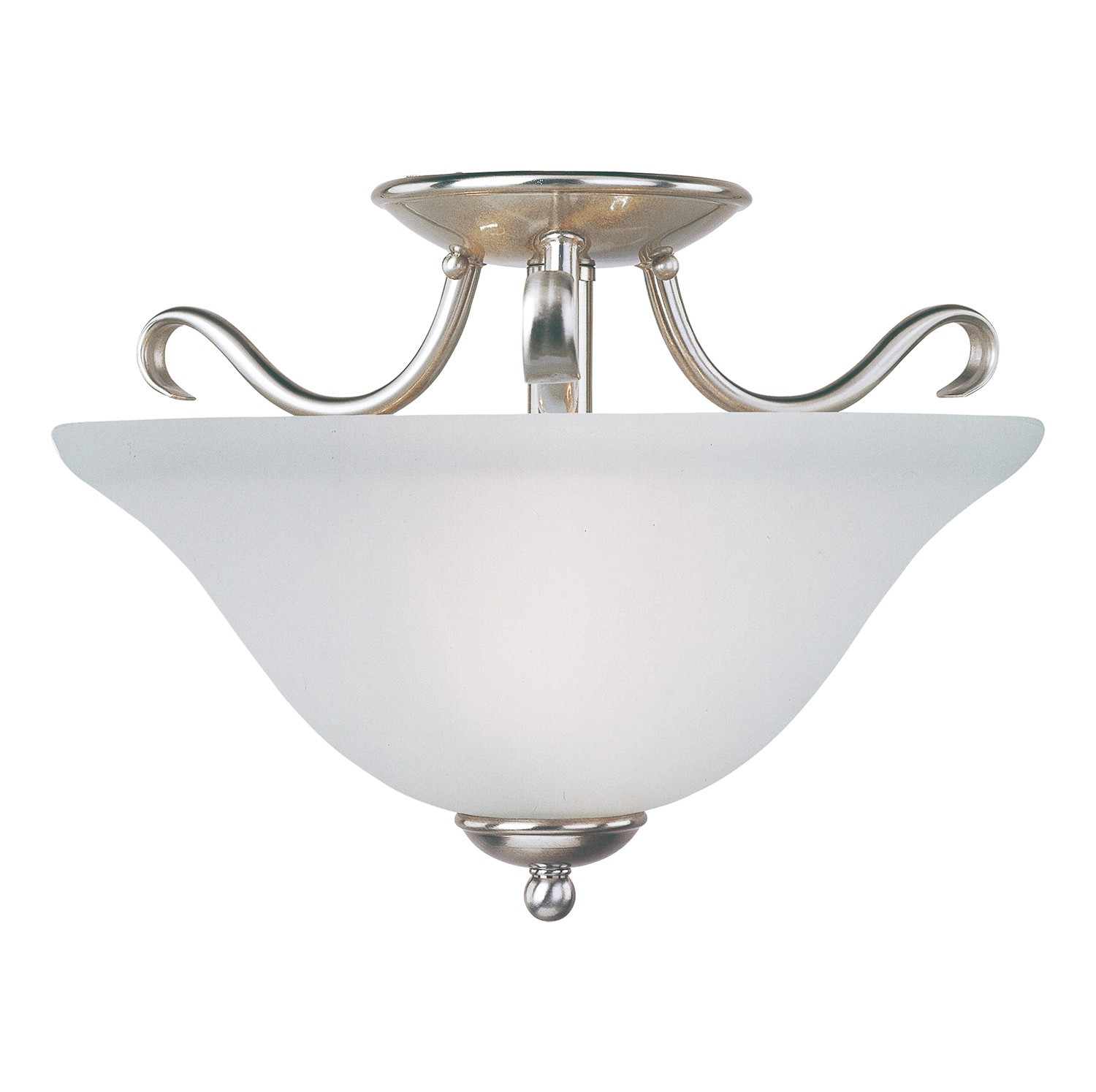 Satin Nickel Two Light Semi-Flush Mount from the Basix Collection