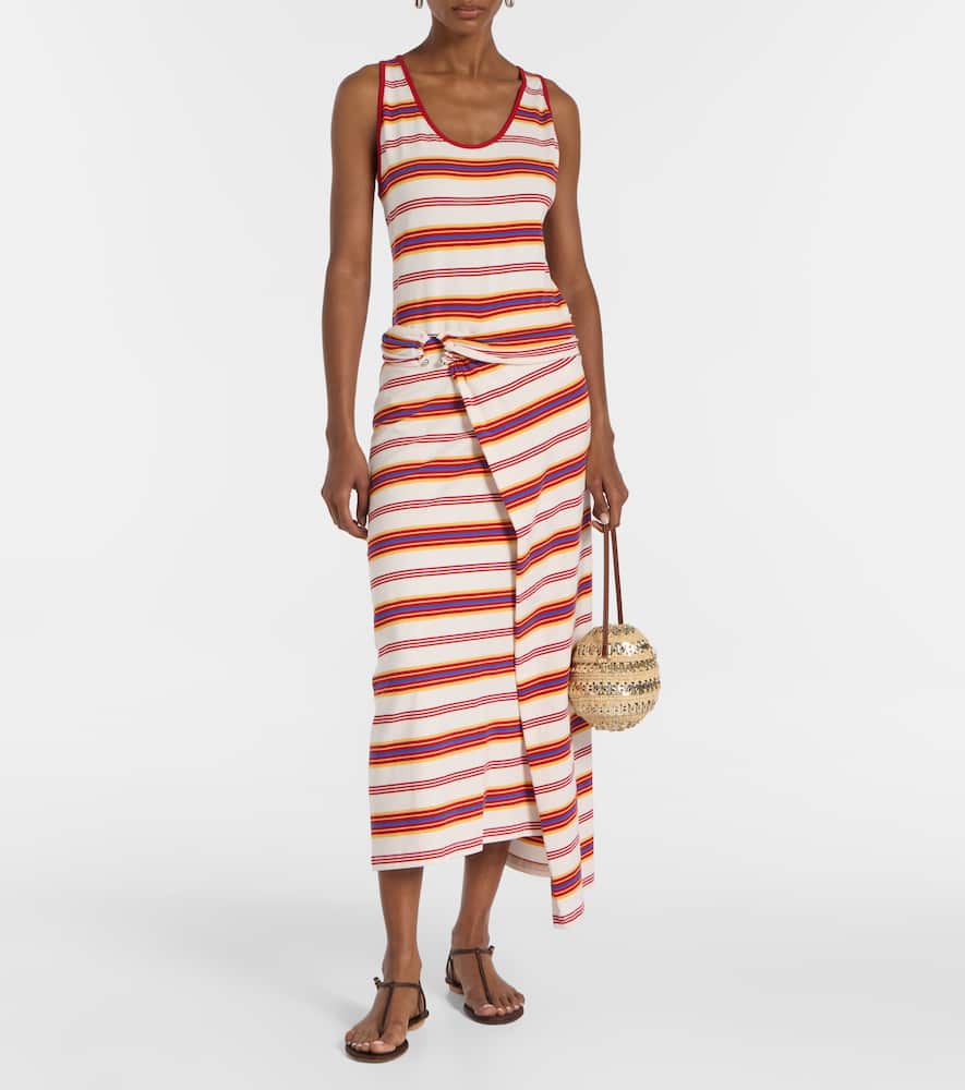 Striped cotton-blend jersey maxi dress