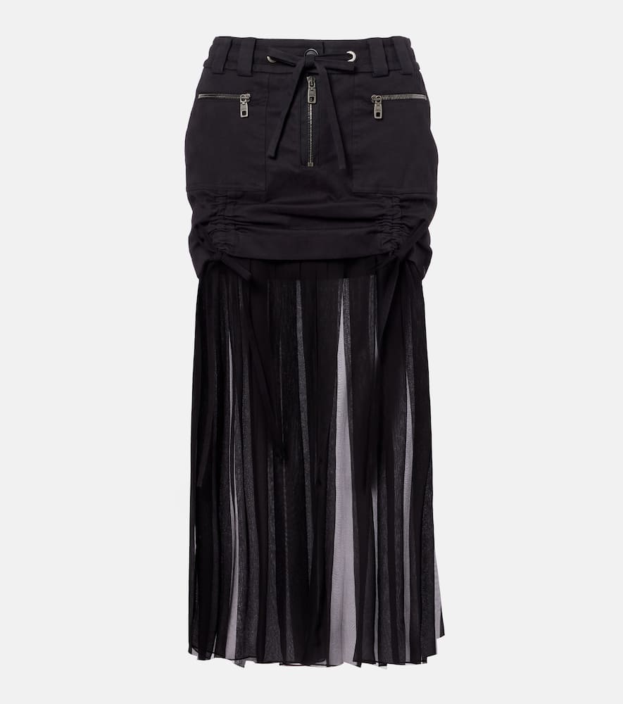 Silk and cotton midi skirt