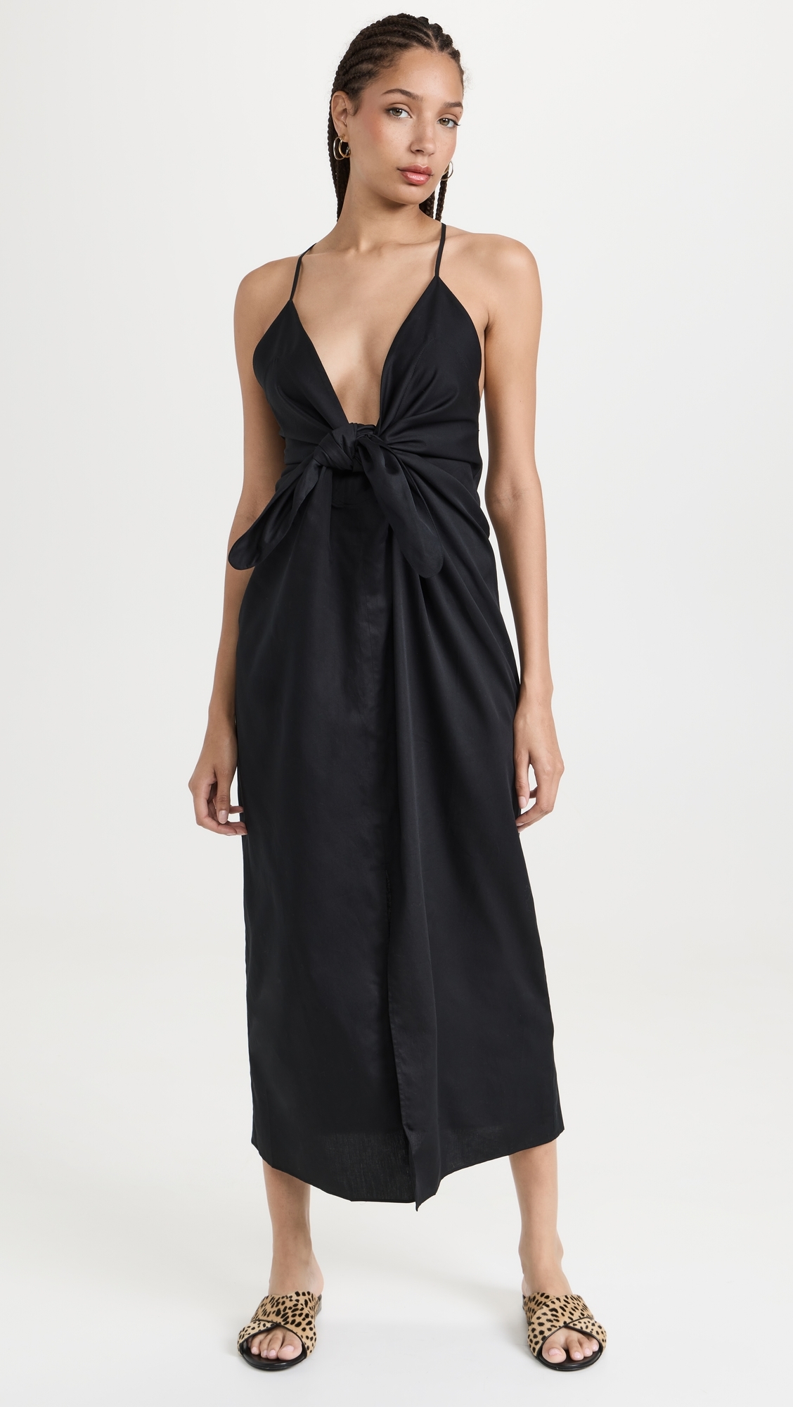 Lolita Deep V Neck Maxi Dress Black