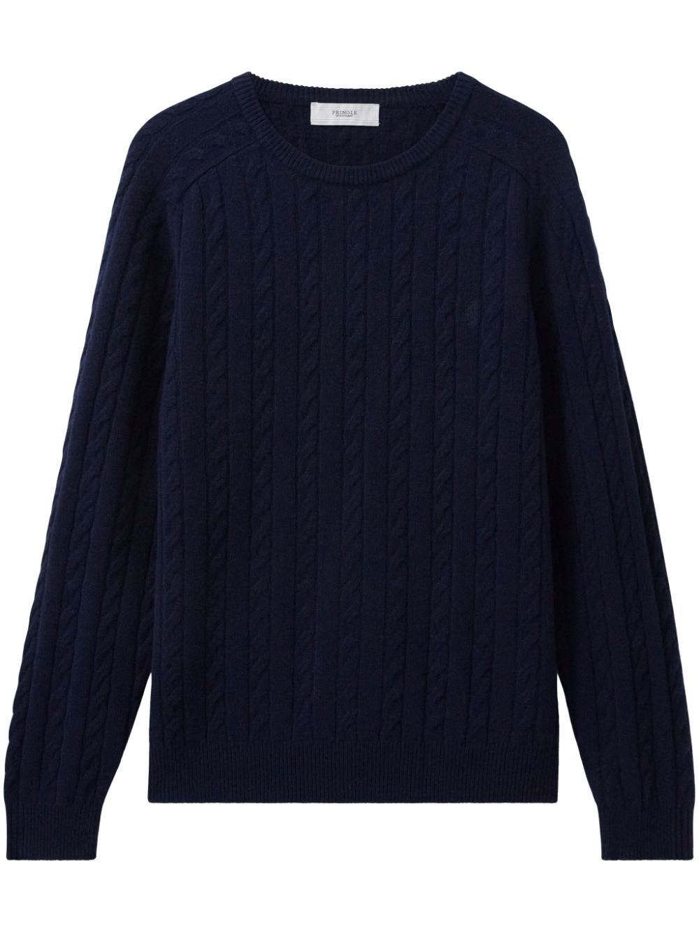 Cable-knit lambs wool jumper - Blue