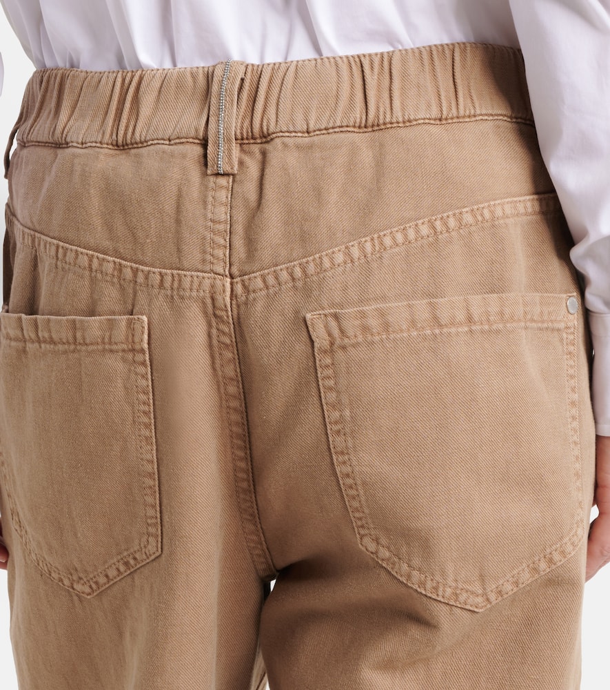 Mid-rise cotton and linen wide-leg pants