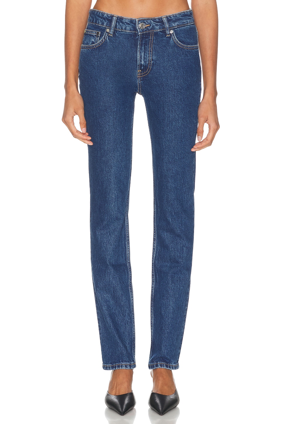 EB Denim Moss Mid Rise Skinny in Black. 24. Also