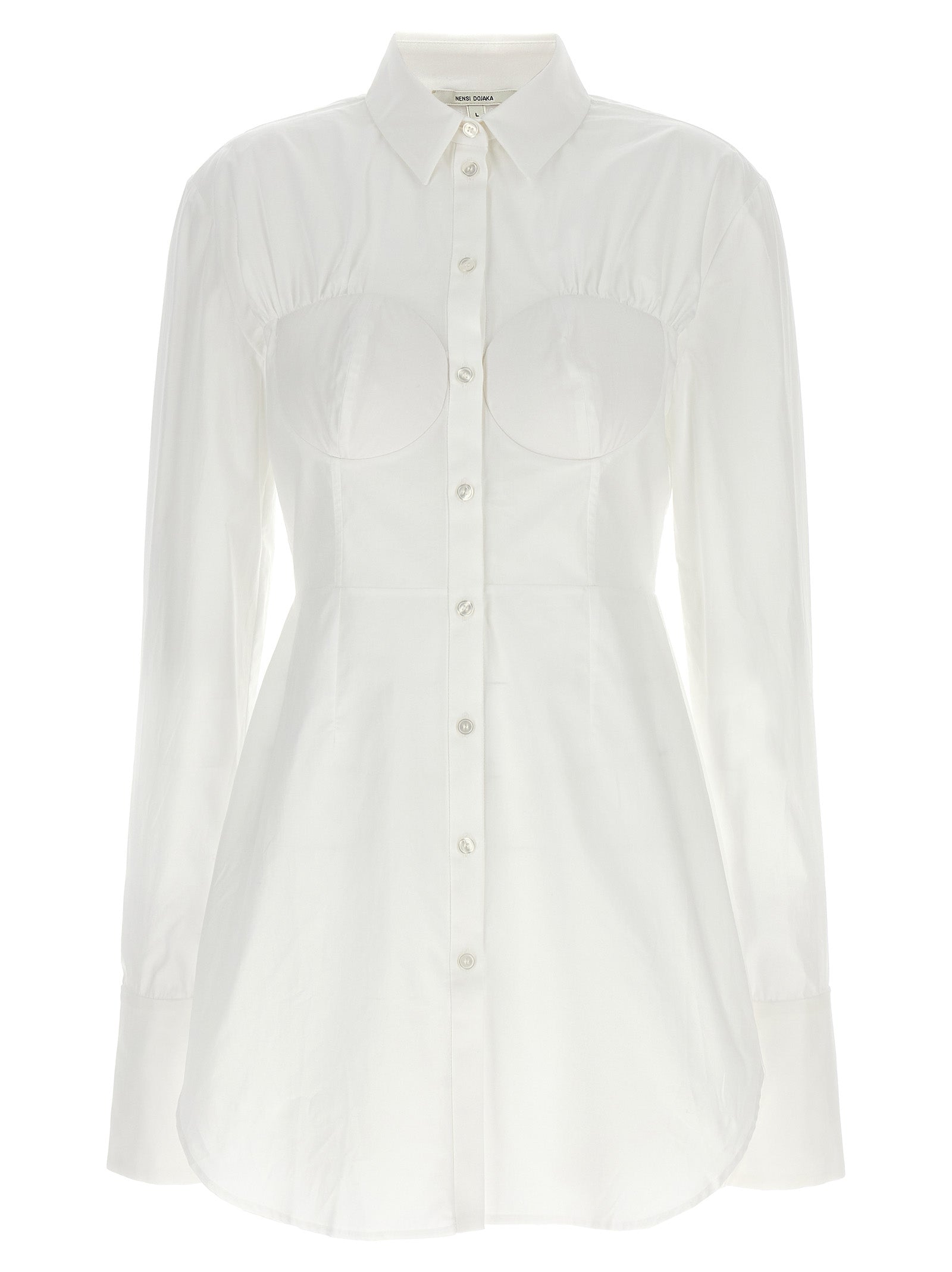 Padded Cup Cotton Poplin Blouse — White