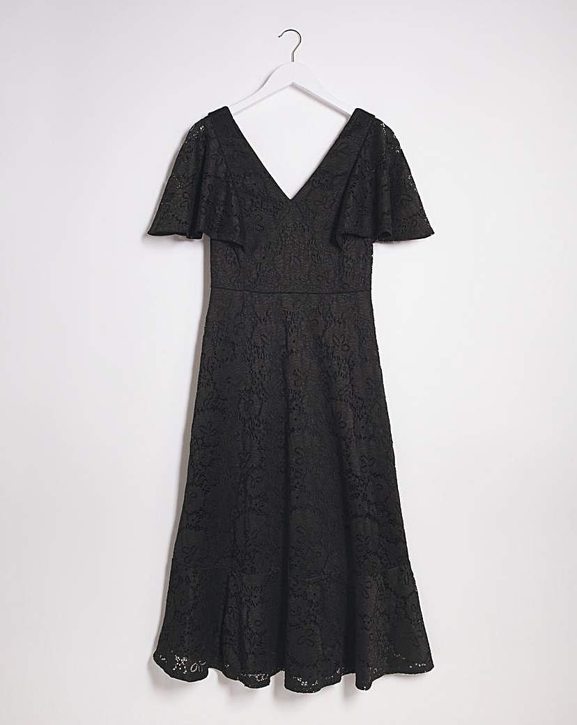 Joanna Hope Angel Sleeve Lace Midi Dress