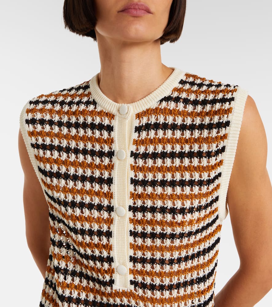 Inedit open-knit cotton-blend polo dress