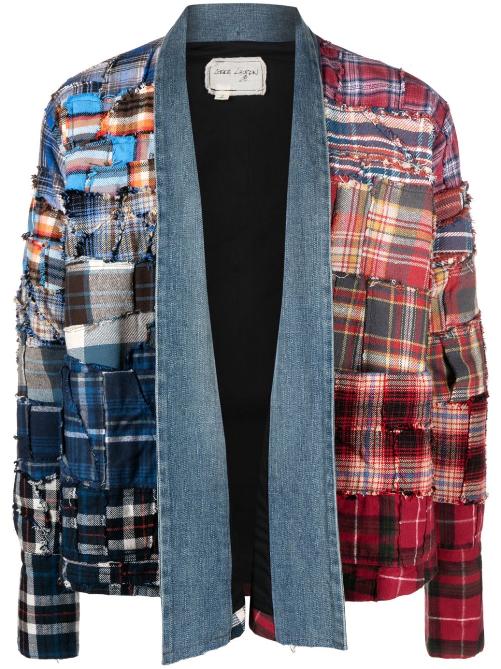 Panelled cotton jacket - Blue