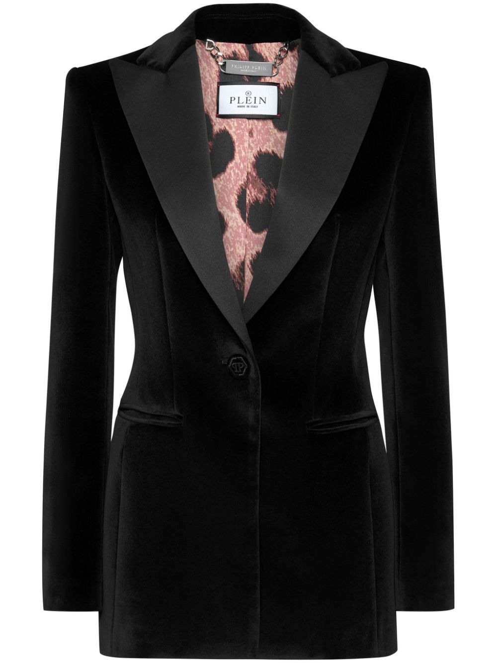 Skull-appliqué velvet blazer - Black