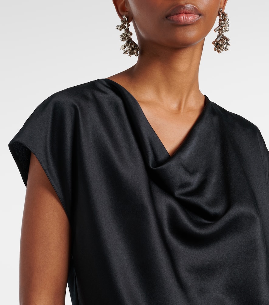 Draped silk satin top