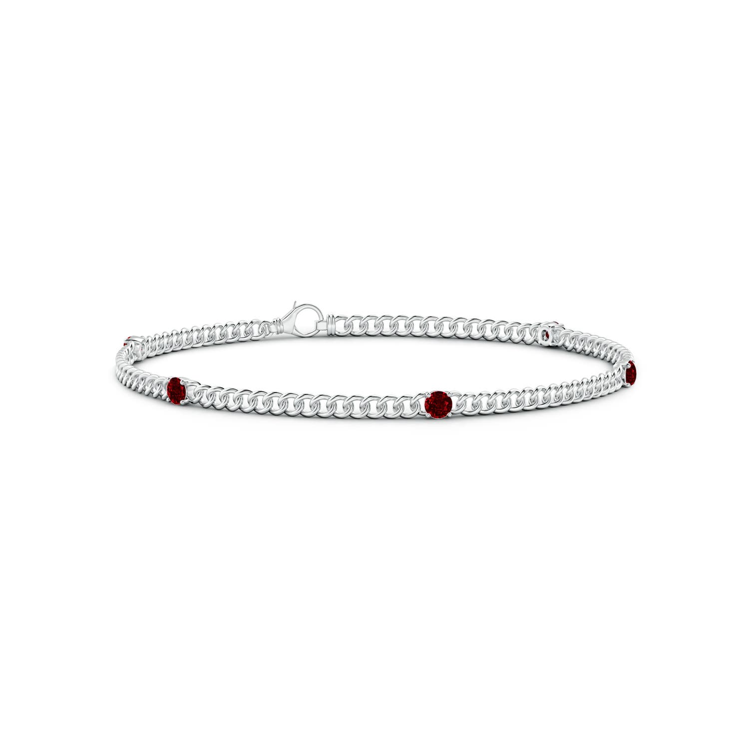 Angara 0.7 Carat Five Stone Ruby Station Bracelet in 14K White Gold