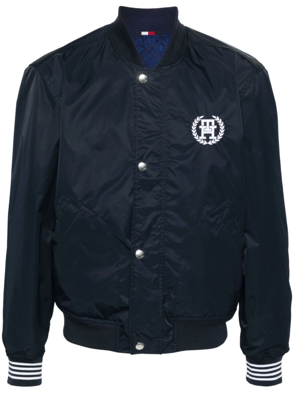 Logo-embroidered bomber jacket - Blue