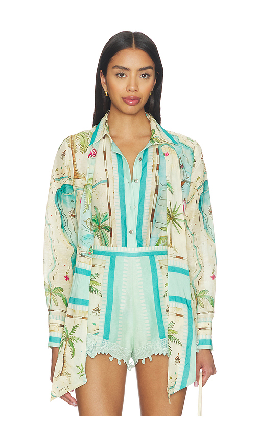 Falguni Shane Peacock Blouse in Mint,Blue. - XS also in S