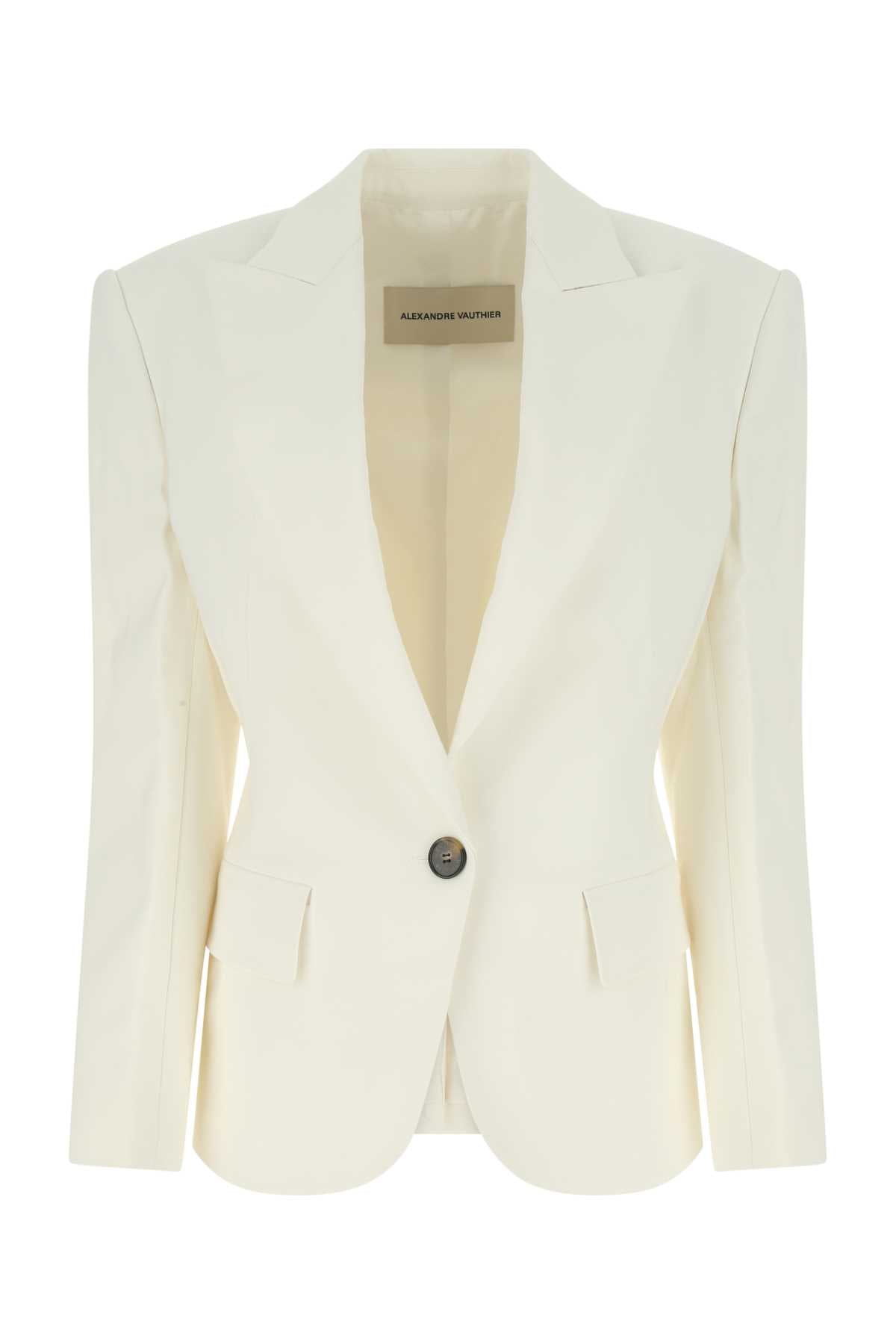 Stretch Viscose Blend Blazer — White