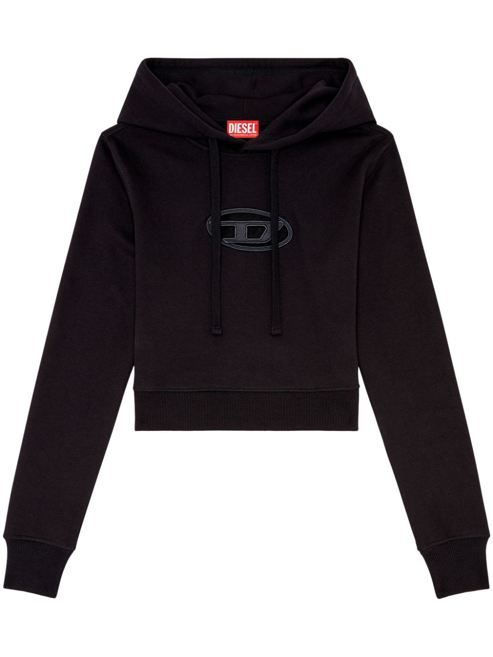 Logo-patch drawstring hoodie - Black