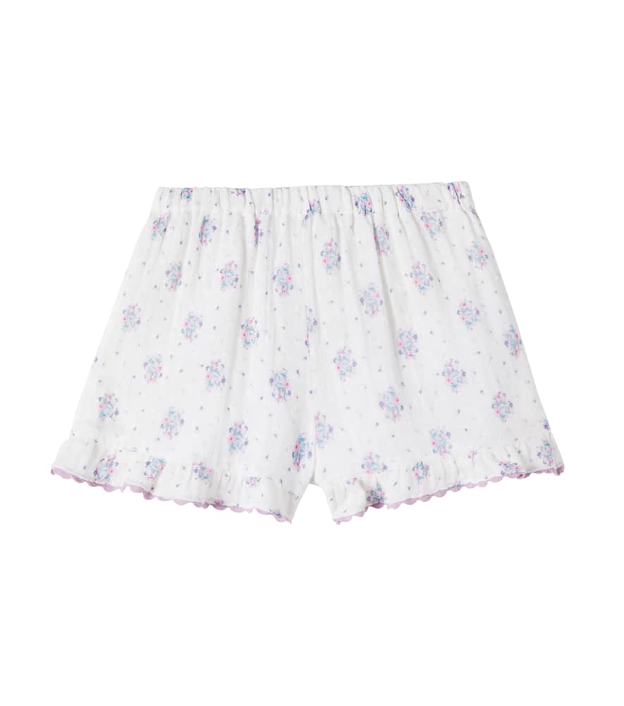 Vallal floral ruffled cotton shorts