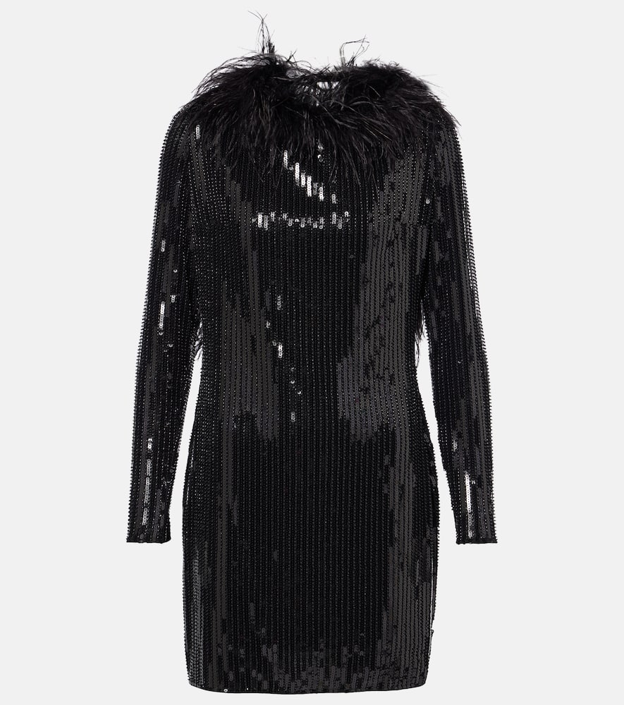 Juises feather-trimmed sequined minidress
