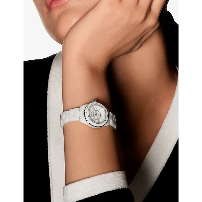 J12 28mm Steel  Ceramic and 0.06ct Diamond Quartz Watch