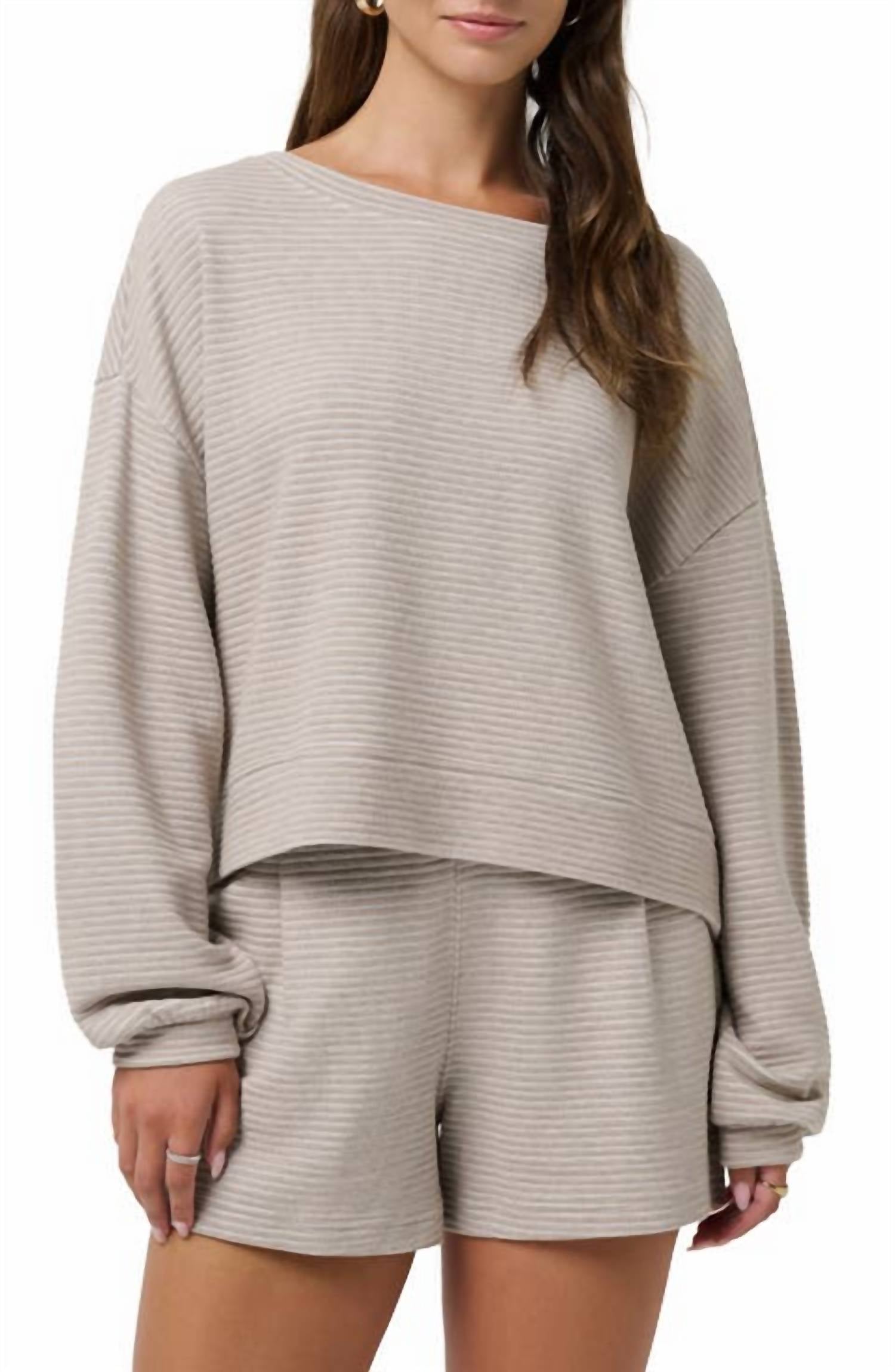 Yacht Me Pullover In Heather Island Fossil
