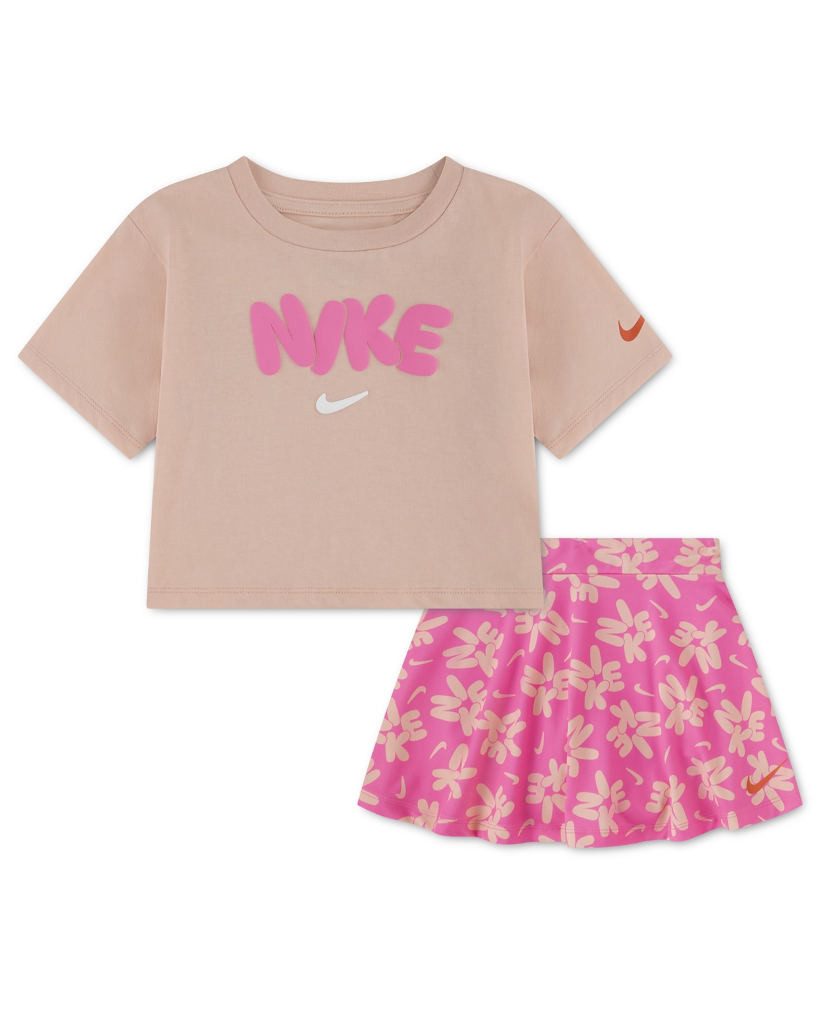Girls' 2T-4T Short-Sleeve T-Shirt and Skort, 2-Piece Set - Pink Glow
