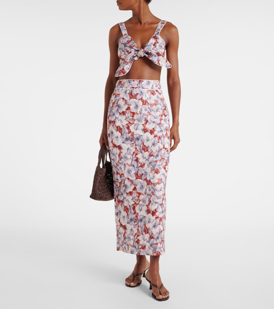 Luna floral linen crop top