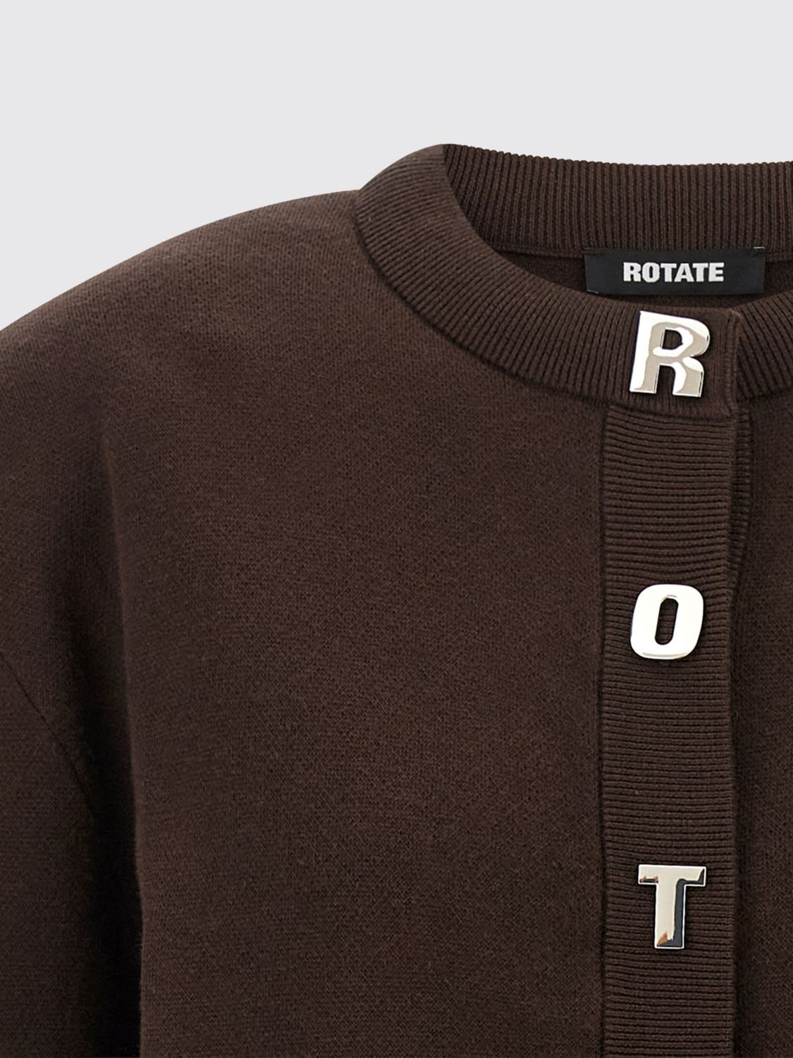 Crewneck Cardigan in Cotton and Cashmere with Logo Lettering