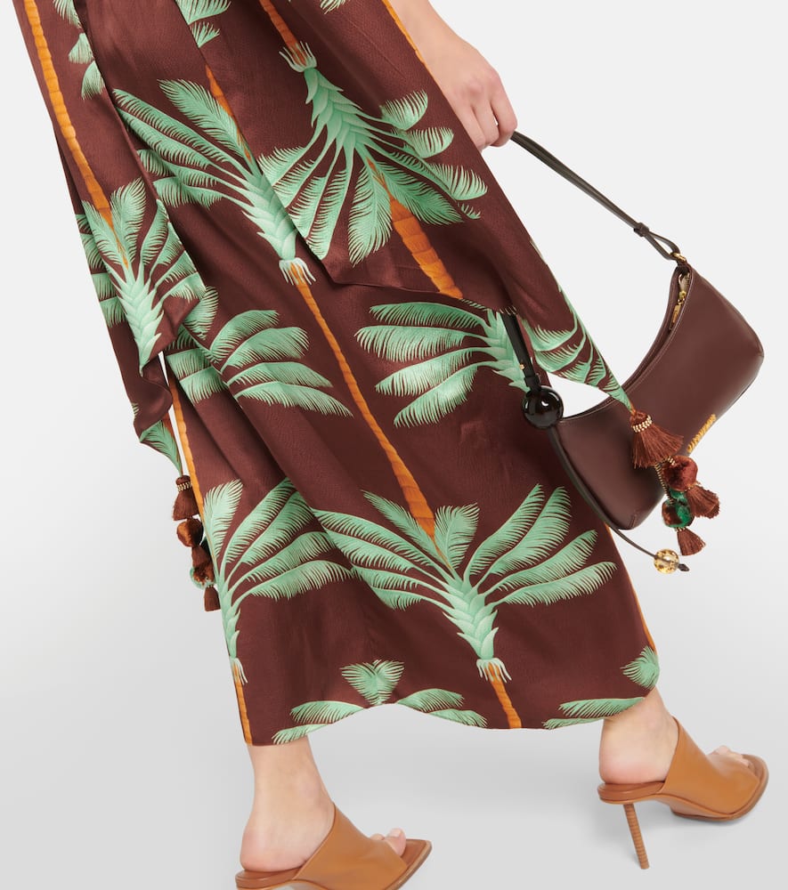 Embroidered printed silk maxi dress