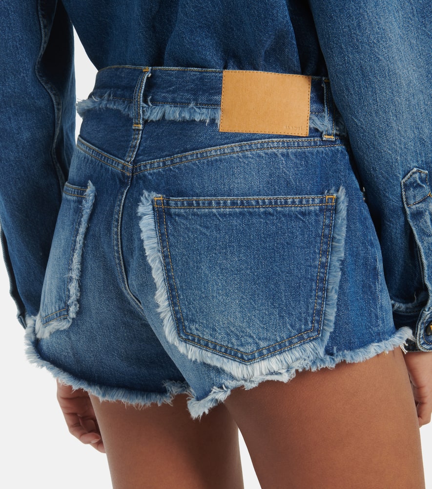 Fringed denim shorts