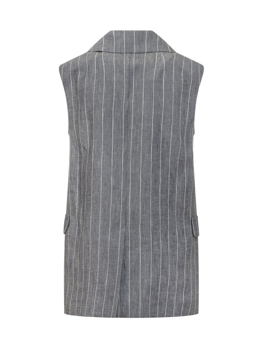 Grey Stripes Notched Lapel Blazer