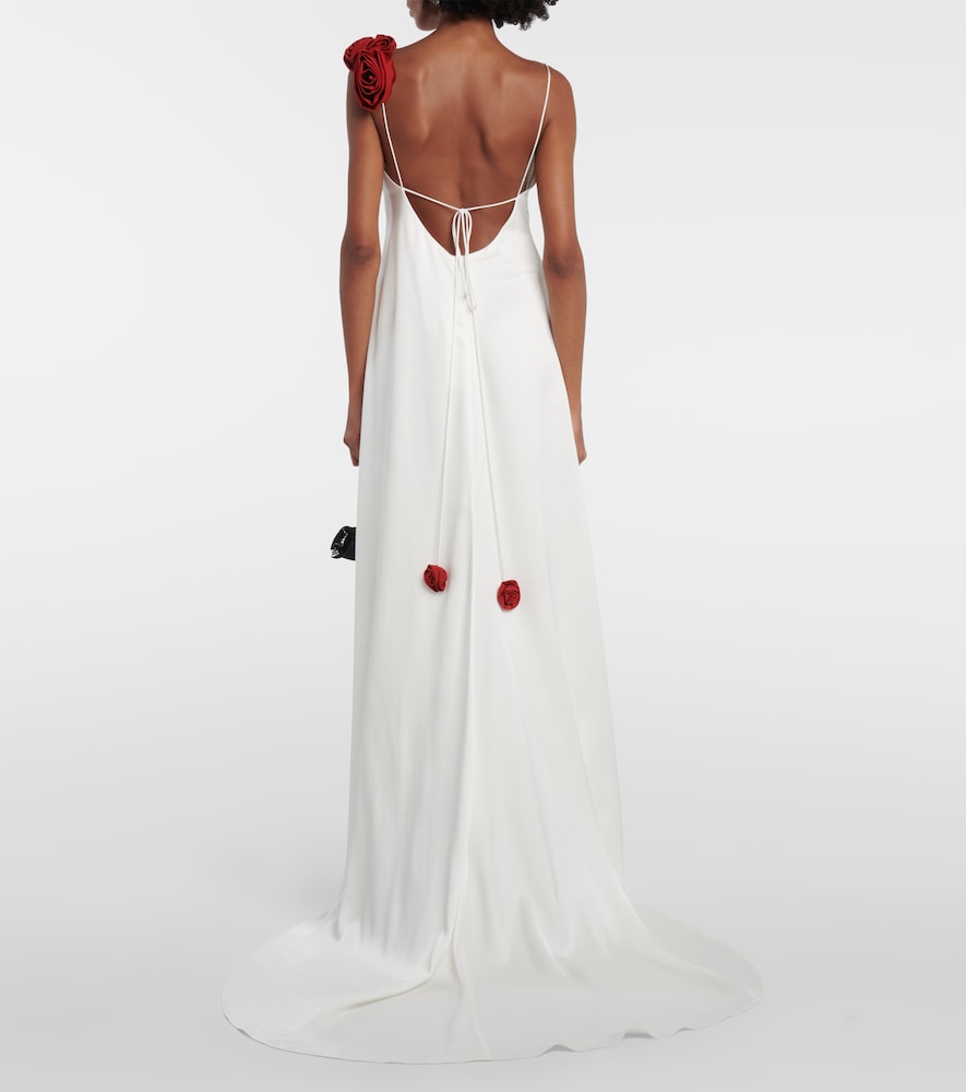 Rosette embellished slip gown