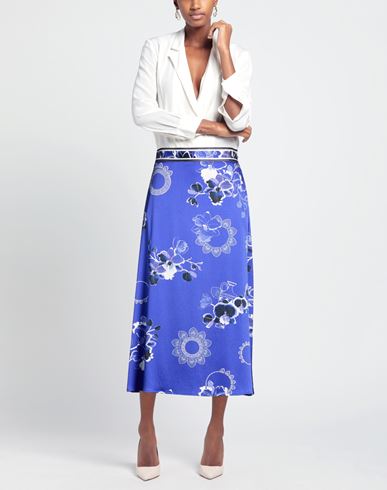 Woman Midi skirt Blue Size 6 Silk, Elastane