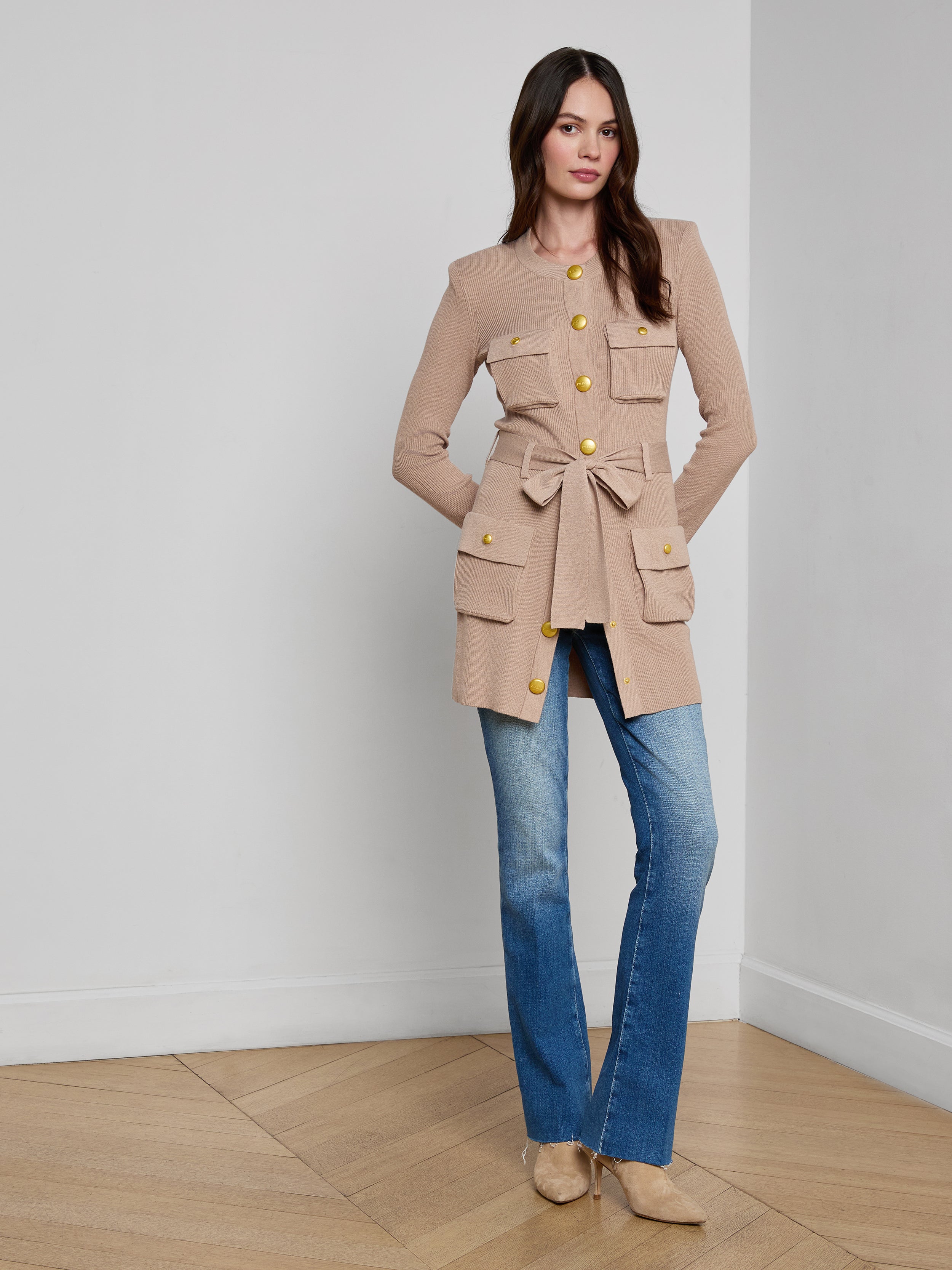 Lore Cardigan In Cappuccino/gold