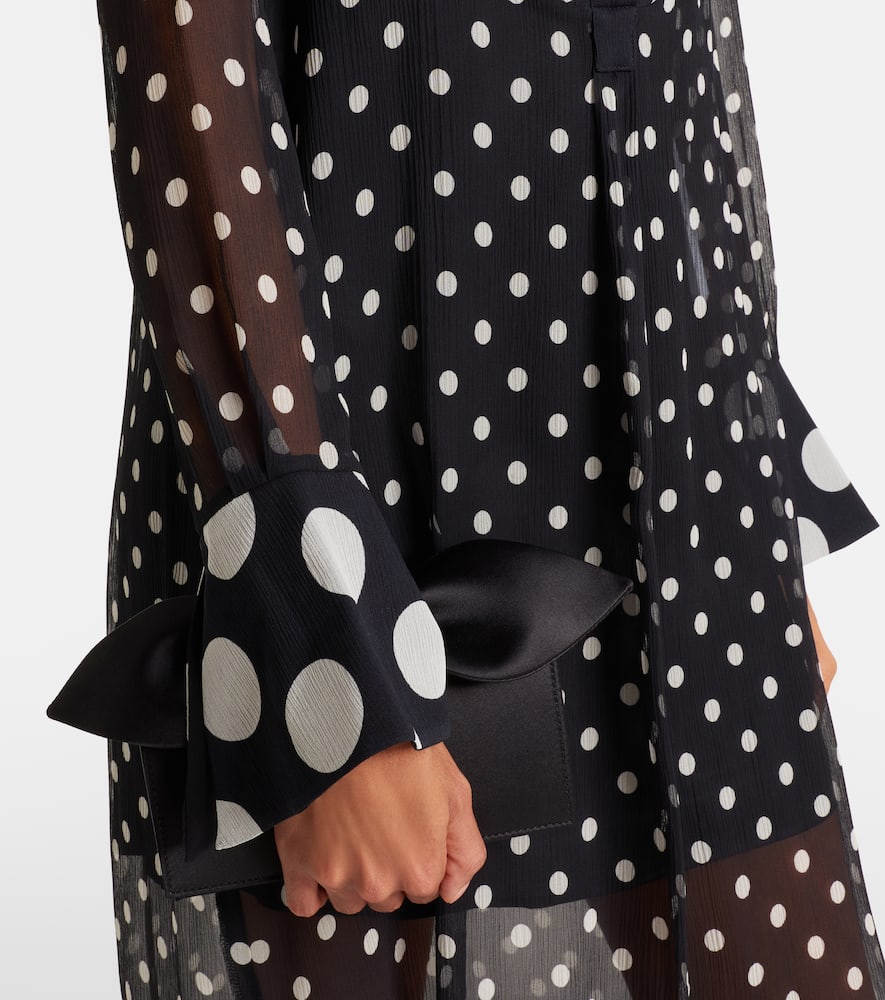 Polka-dot semi-sheer silk midi dress
